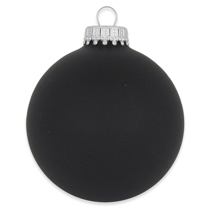 2 5/8" (67mm) Ball Ornaments, Silver Caps, Ebony Velvet, 8/Box, 12/Case, 96 Pieces