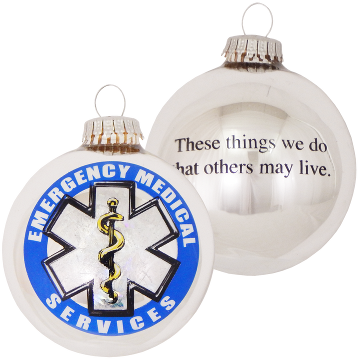 3 1/4" (80mm) Ball Ornaments, First Responder Logos, Multi, 1/Box, 12/Case, 12 Pieces