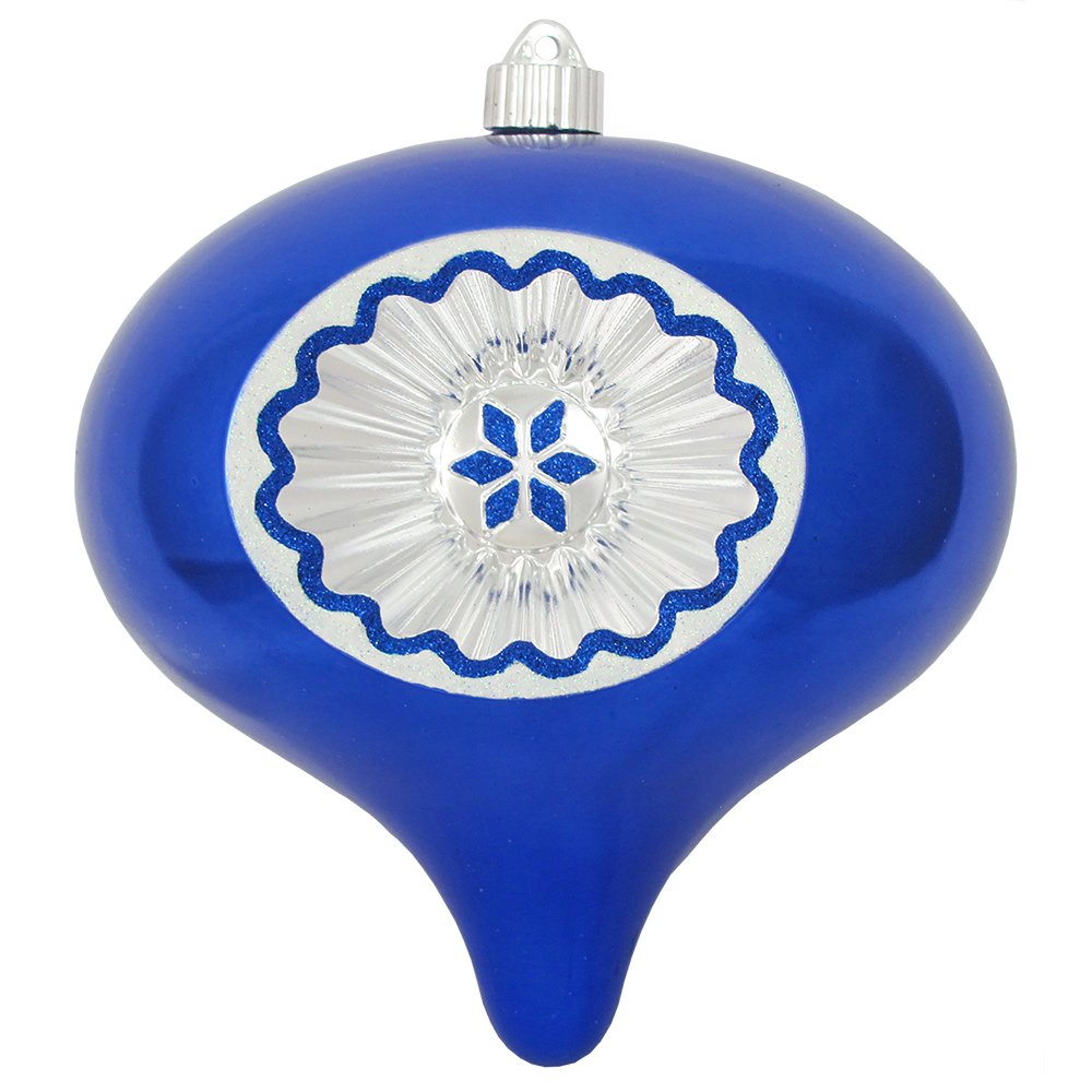 8" (200mm) Large Commercial Shatterproof Relfector Onion Ornaments, Azure Blue, Case, 6 Pieces - Christmas by Krebs Wholesale