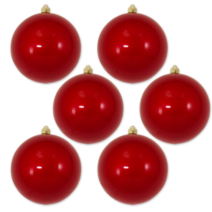 8" (200mm) Giant Commercial Shatterproof Ball Ornament, Candy Red, Case, 6 Pieces