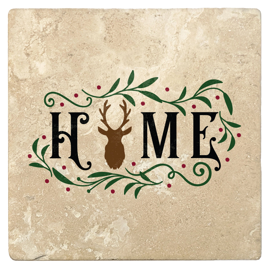 4" Absorbent Stone Christmas Drink Coasters, Home, 2 Sets of 4, 8 Pieces