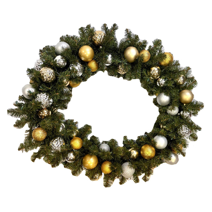 Christmas By Krebs Shatterproof Interior Wreath Decorating Kits - ORNAMENTS ONLY (Gold & Silver - Interior, 48 Inch - 88 Ornaments)