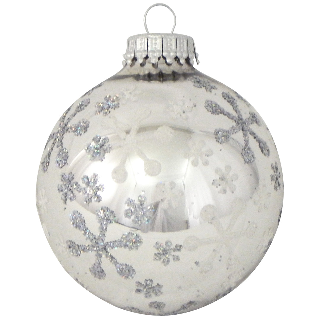 2 5/8" (67mm) Ball Ornaments, White Silver Jax, Silver/White, 4/Box, 12/Case, 48 Pieces