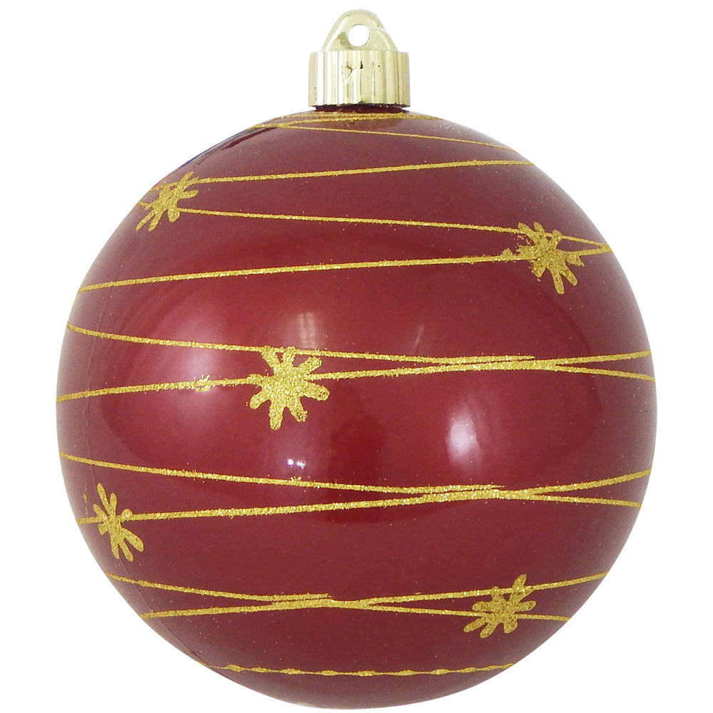 6" (150mm) Decorated Commercial Shatterproof Ball Ornaments, Candy Red, 1/Box, 12/Case, 12 Pieces - Christmas by Krebs Wholesale