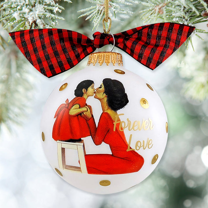 3 1/4" (80mm) Personalizable Hugs Specialty Gift Ornaments, Forever Love Mom Daughter Red Dress Design, Frost White, 1/Box, 12/Case, 12 Pieces