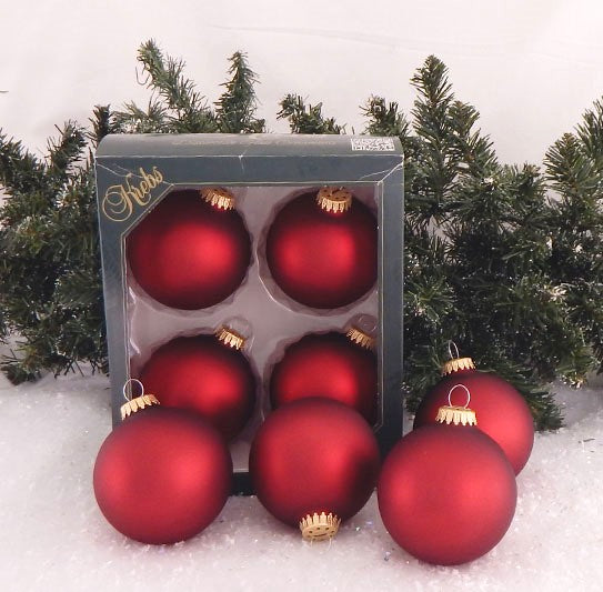 3 1/4" (80mm) Glass Ball Ornament, Red Velvet, 4/Box, 12/Case, 48 Pieces