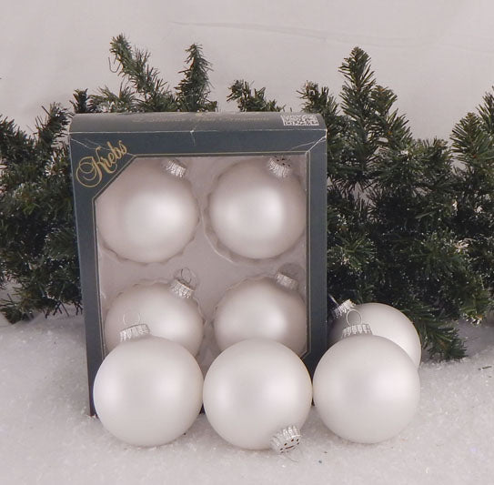 3 1/4" (80mm) Ball Ornaments, Silver Pearl, 4/Box, 12/Case, 48 Pieces