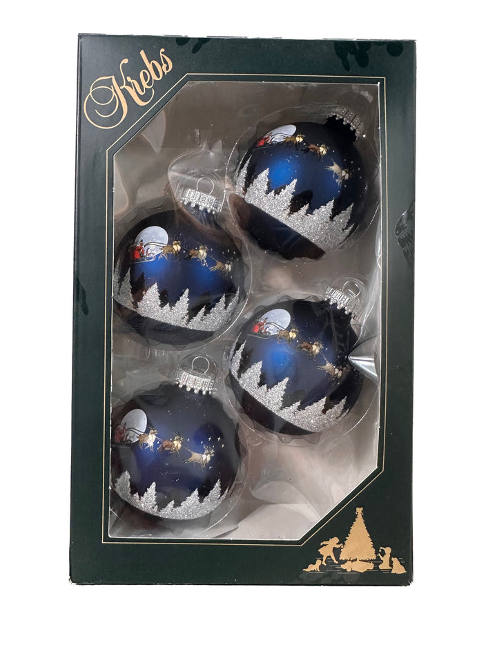 2 5/8" (67mm) Glass Ball Ornaments, Midnight Haze with Spirit Of Christmas Silver Caps, 4/Box, 12/Case, 48 Pieces