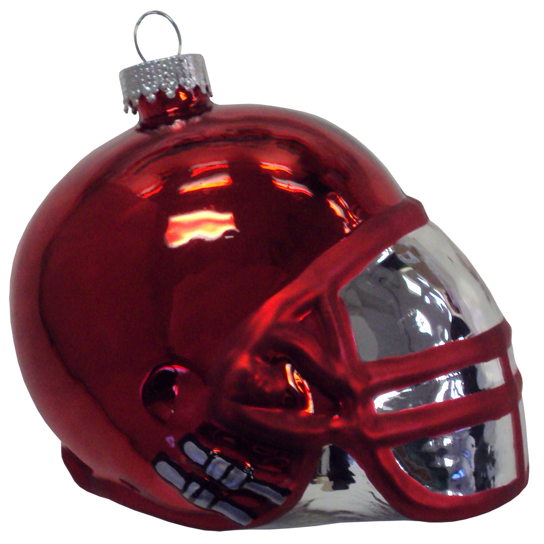 3 1/2" (89mm) Glass Football Helmet Figurine Ornaments, Red, 1/Box, 12/Case, 12 Pieces