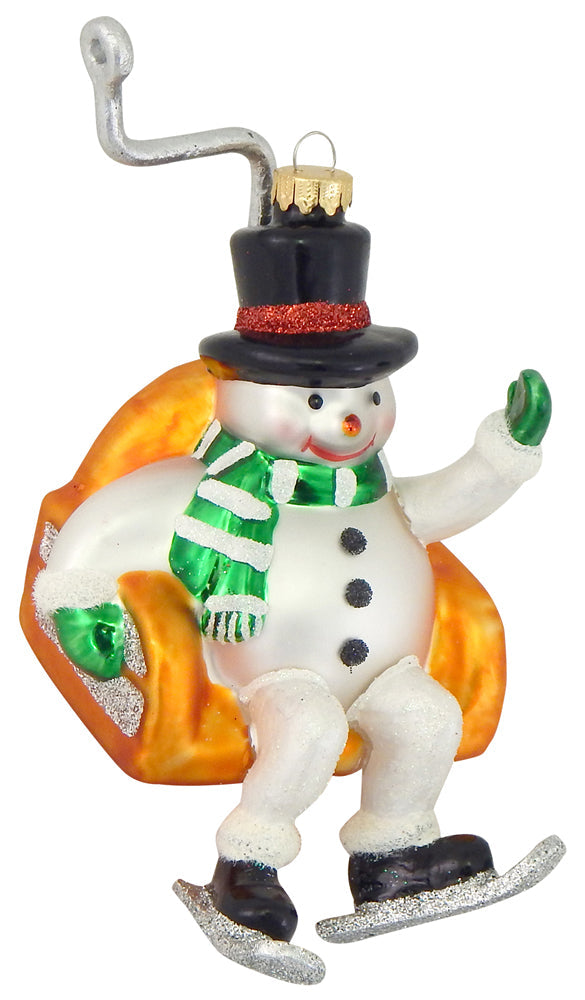 4" (100mm) Snowman on Ski Lift Figurine Ornaments, 1/Box, 6/Case, 6 Pieces