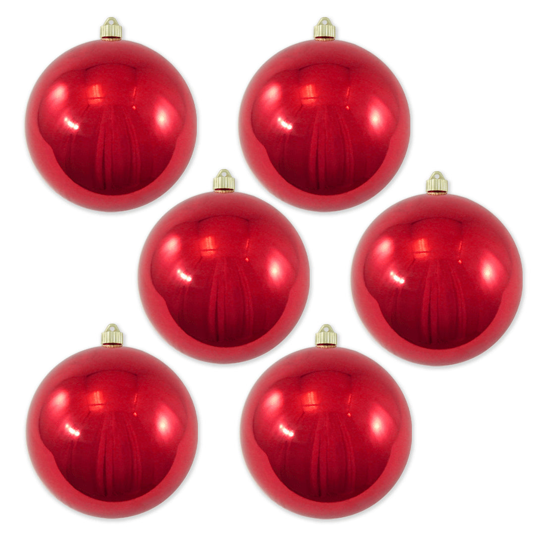 8" (200mm) Giant Commercial Shatterproof Ball Ornament, Sonic Red, Case, 6 Pieces