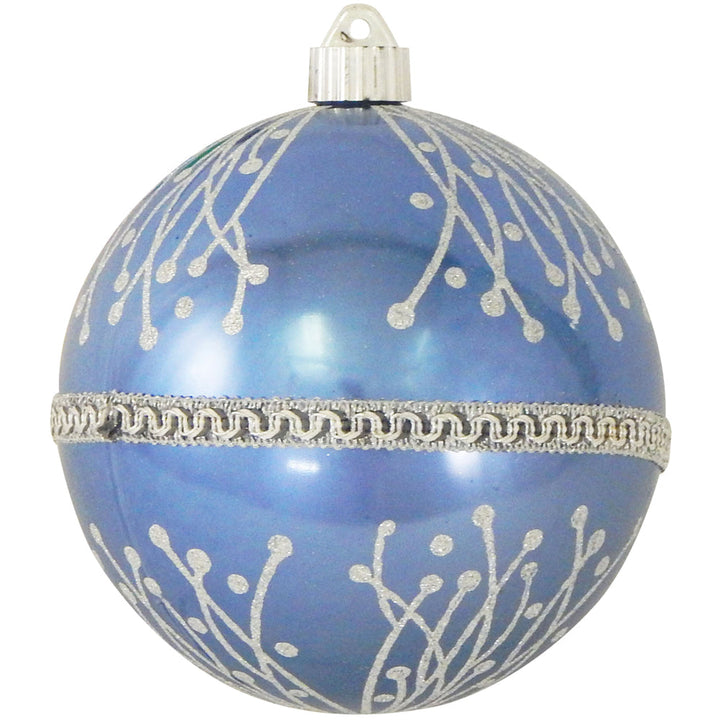 6" (150mm) Decorated Commercial Shatterproof Ball Ornaments, Polar Blue, 1/Box, 12/Case, 12 Pieces