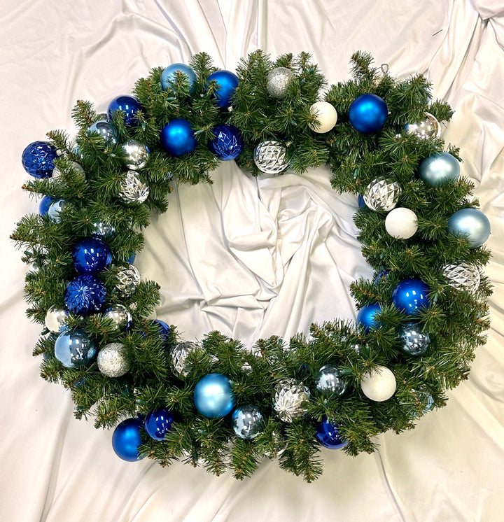Christmas By Krebs Shatterproof Interior Wreath Decorating Kits - ORNAMENTS ONLY (Blue, Silver & White - Interior, 30 Inch - 48 Ornaments)