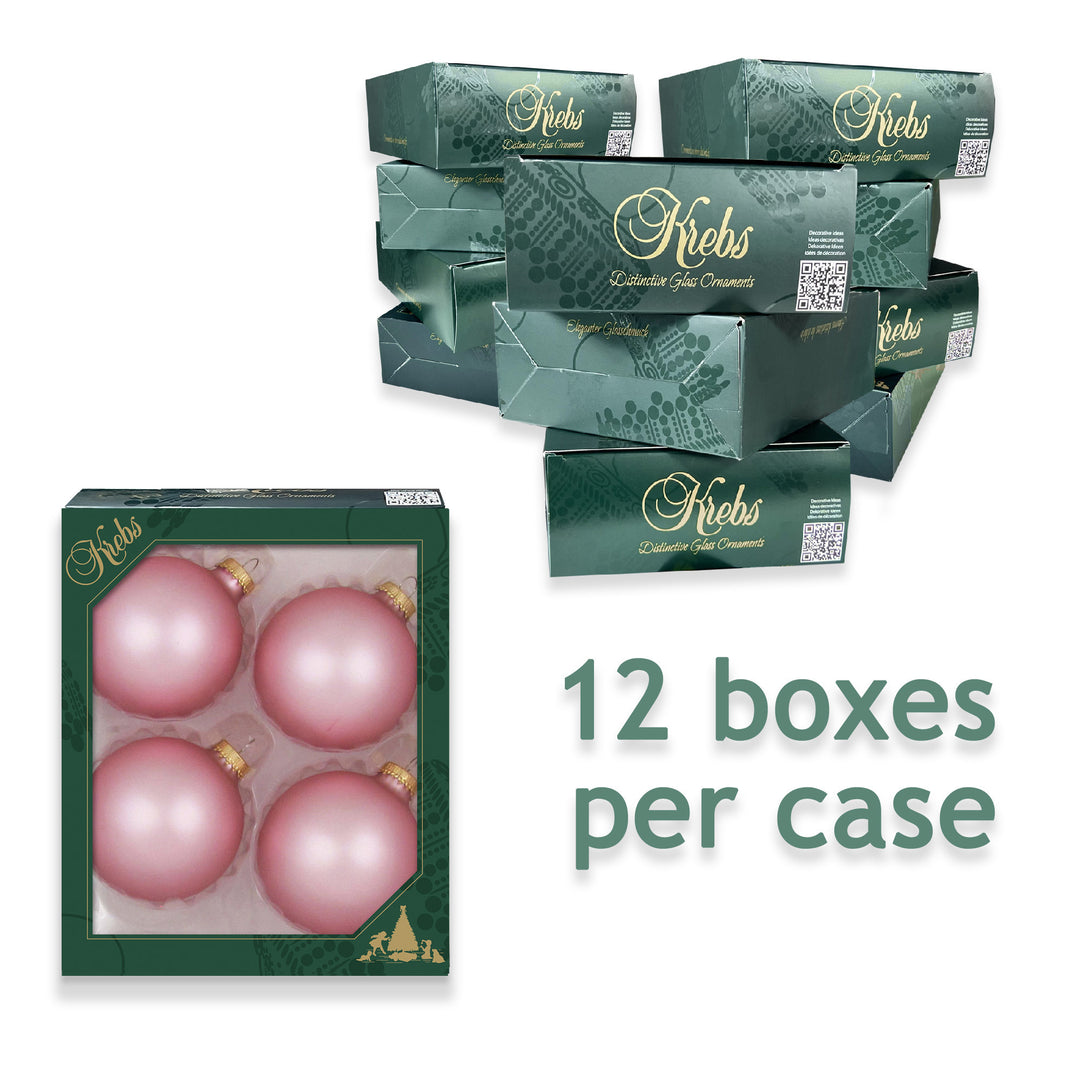 3 1/4" (80mm) Glass Ball Ornament, Tickled Pink, 4/Box, 12/Case, 48 Pieces
