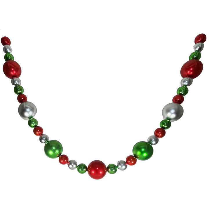 10' Giant Commercial Shatterproof Ball Garland, True Love Red/Limeade Green/Looking Glass Silver, Case, 1 Piece