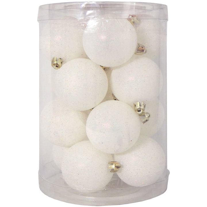 2 1/3" (60mm) Shatterproof Christmas Ball Ornaments, Snowball Glitter, Case, 16 Count x 12 Tubs, 192 Pieces