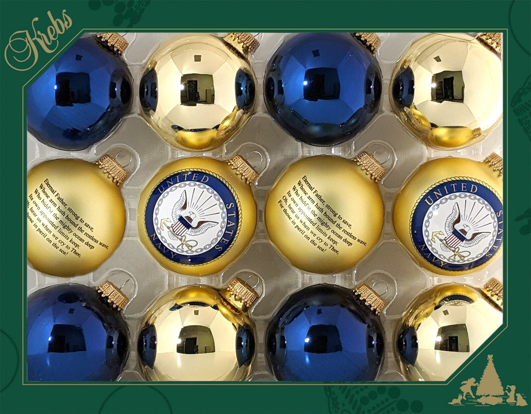 2 5/8" (67mm) Ball Ornaments, Navy Variety Set, 12/Box, 12/Case, 144 Pieces
