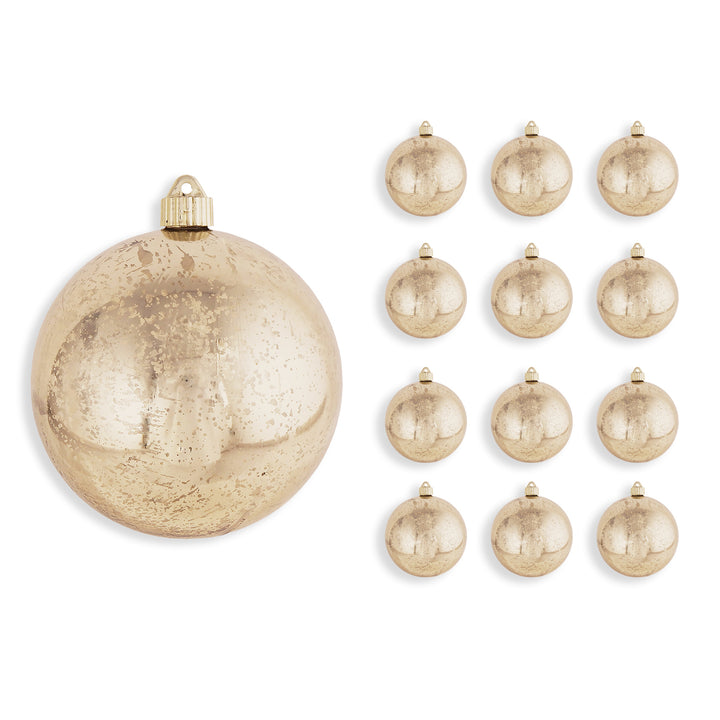 6" (150mm) Large Commercial Shatterproof Ball Ornaments, Gold Mercury Gold, 1/Box, 12/Case, 12 Pieces