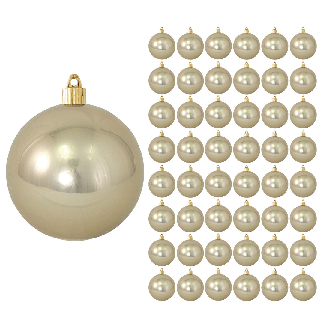 4" (100mm) Commercial Shatterproof Ball Ornament, Shiny Champagne Shine, 4 per Bag, 12 Bags per Case, 48 Pieces