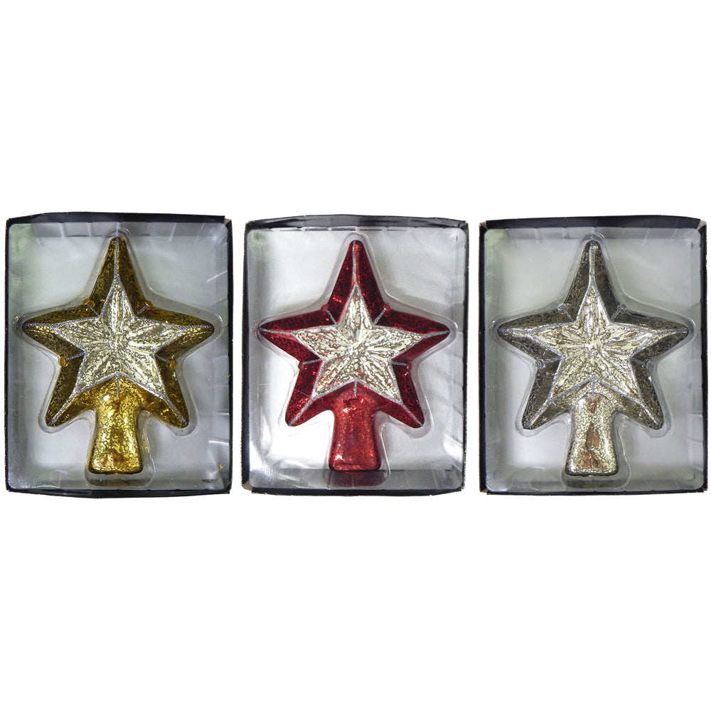 8" (200mm) Star Treetopper Assortment Figurine Ornaments, 1/Box, 6/Case, 12 Pieces