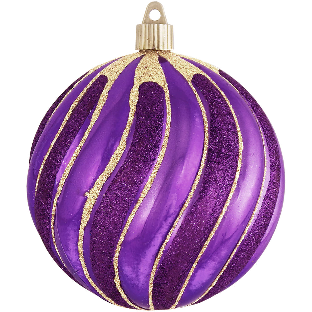 4 3/4" (120mm) Jumbo Commercial Shatterproof Ball Ornament, Vivacious Purple, Case, 24 Pieces - Christmas by Krebs Wholesale