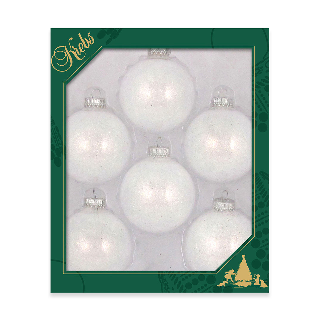 2 5/8" (67mm) Glass Ball Ornaments, Snow Sparkle, 6/Box, 12/Case, 72 Pieces