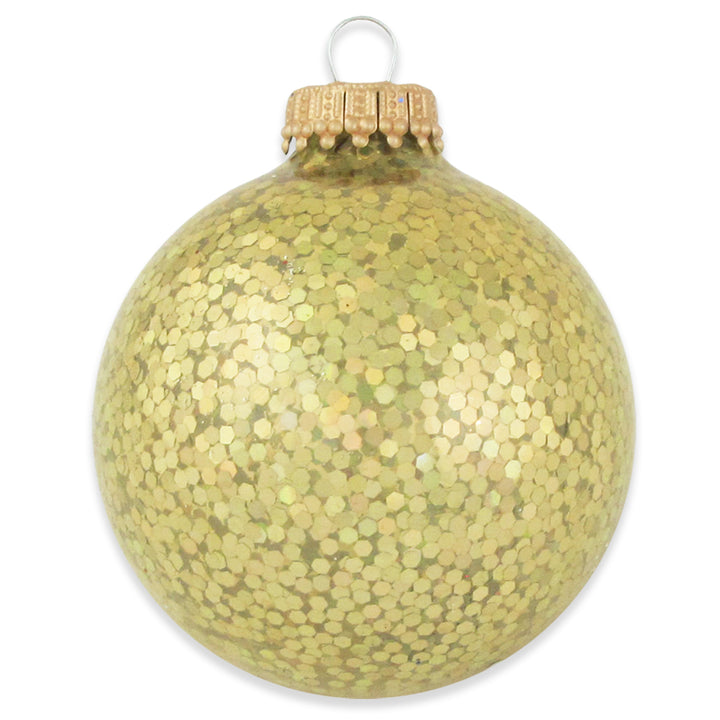 2 5/8" (67mm) Glass Ball Ornaments, Gold Spangle, 6/Box, 12/Case, 72 Pieces