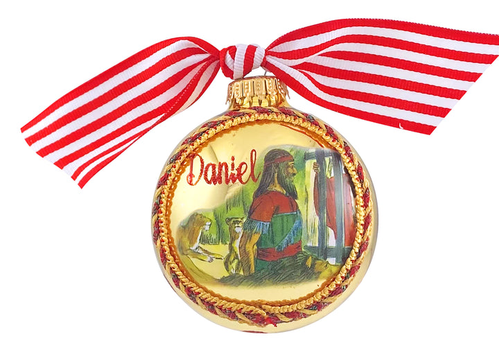 3 1/4" (80mm) Personalizable Hugs Specialty Gift Ornaments, Aztec Gold Glass Ball with Bible Hero/ Daniel