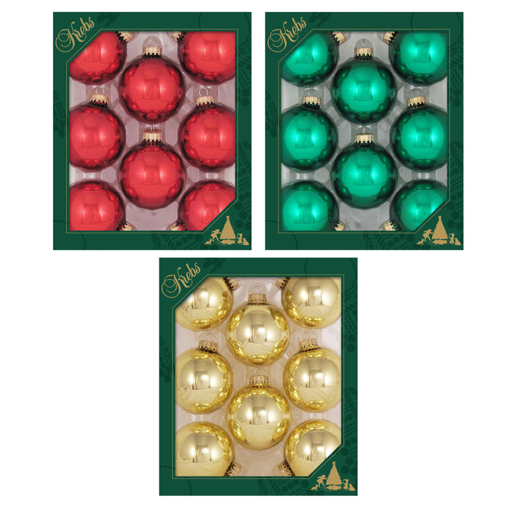 2 5/8" (67mm) Aztec Gold/ Christmas Red/ Emerald Green Assortment , 4 Boxes x 3 Colors. 12 Boxes per Case, 96Pieces