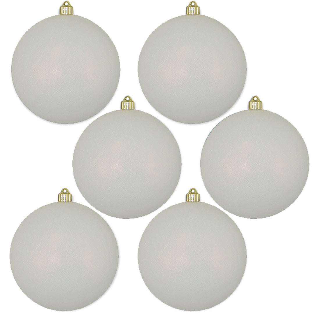 8" (200mm) Giant Commercial Shatterproof Ball Ornament, Snowball Glitter, Case, 6 Pieces