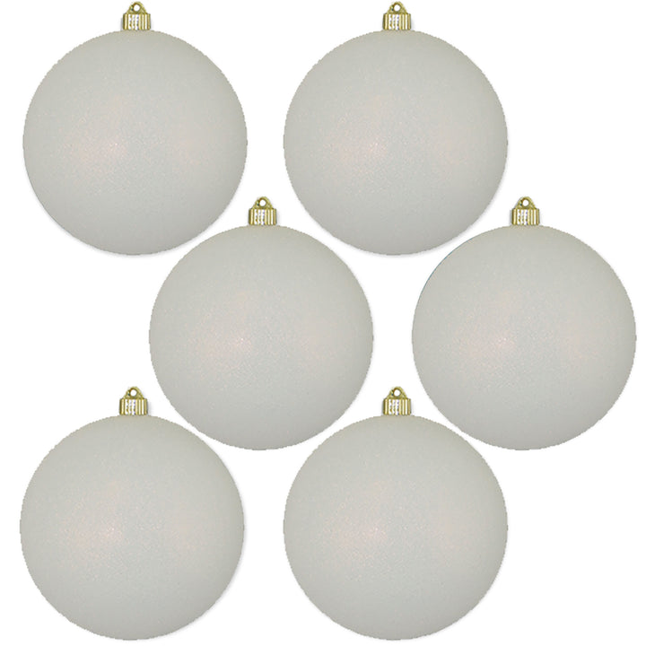 8" (200mm) Giant Commercial Shatterproof Ball Ornament, Snowball Glitter, Case, 6 Pieces