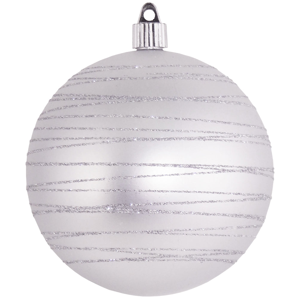 Dove Gray 4 3/4" (120mm) Shatterproof Ball with Silver Tangles, Case, 24 Pieces - Christmas by Krebs Wholesale