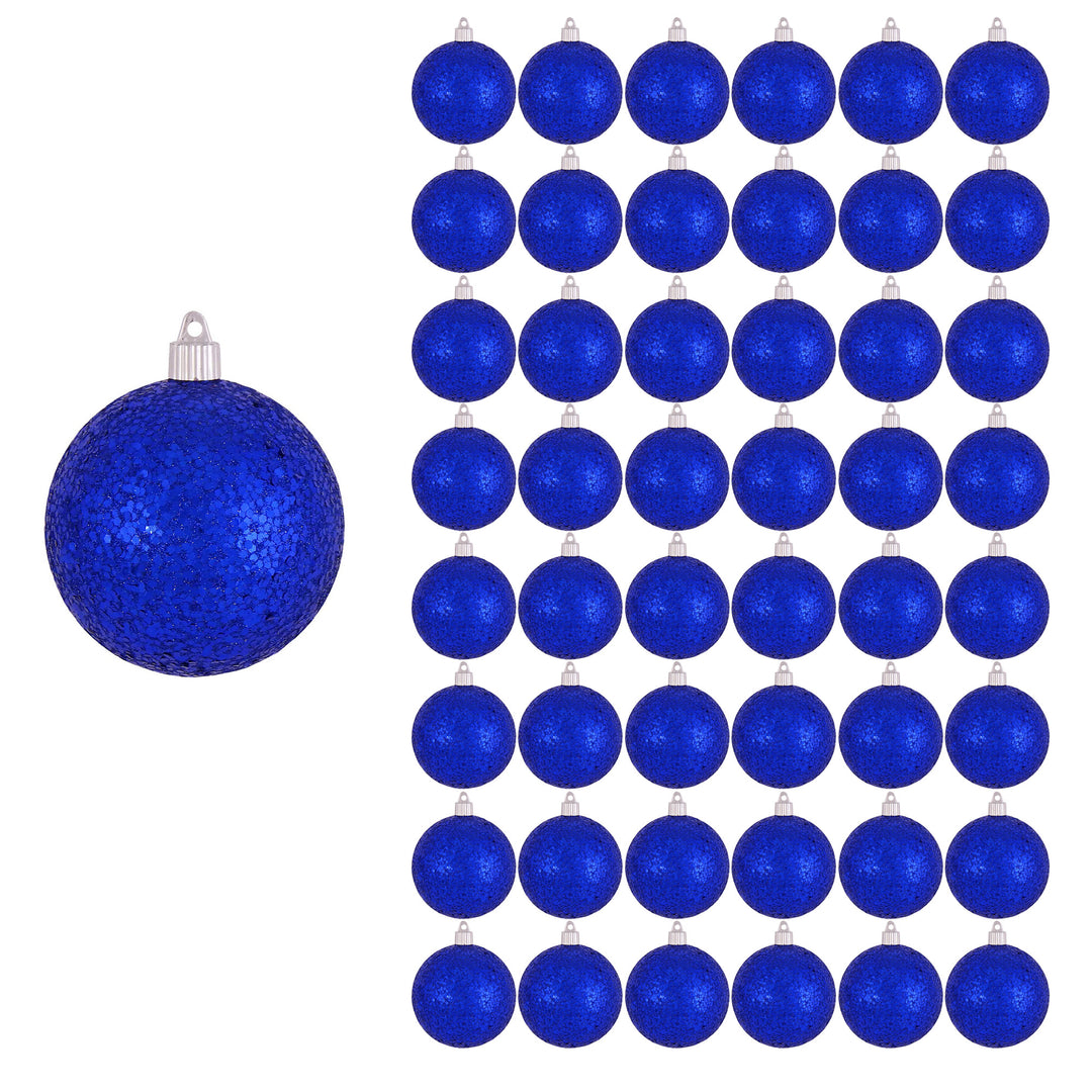 4" (100mm) Large Commercial Shatterproof Ball Ornament, Dark Blue Glitz, Case, 48 Pieces