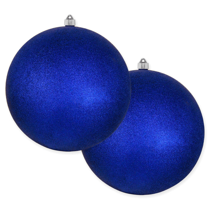 12" (300mm) Giant Commercial Shatterproof Ball Ornament, Dark Blue Glitter, Case, 2 Pieces