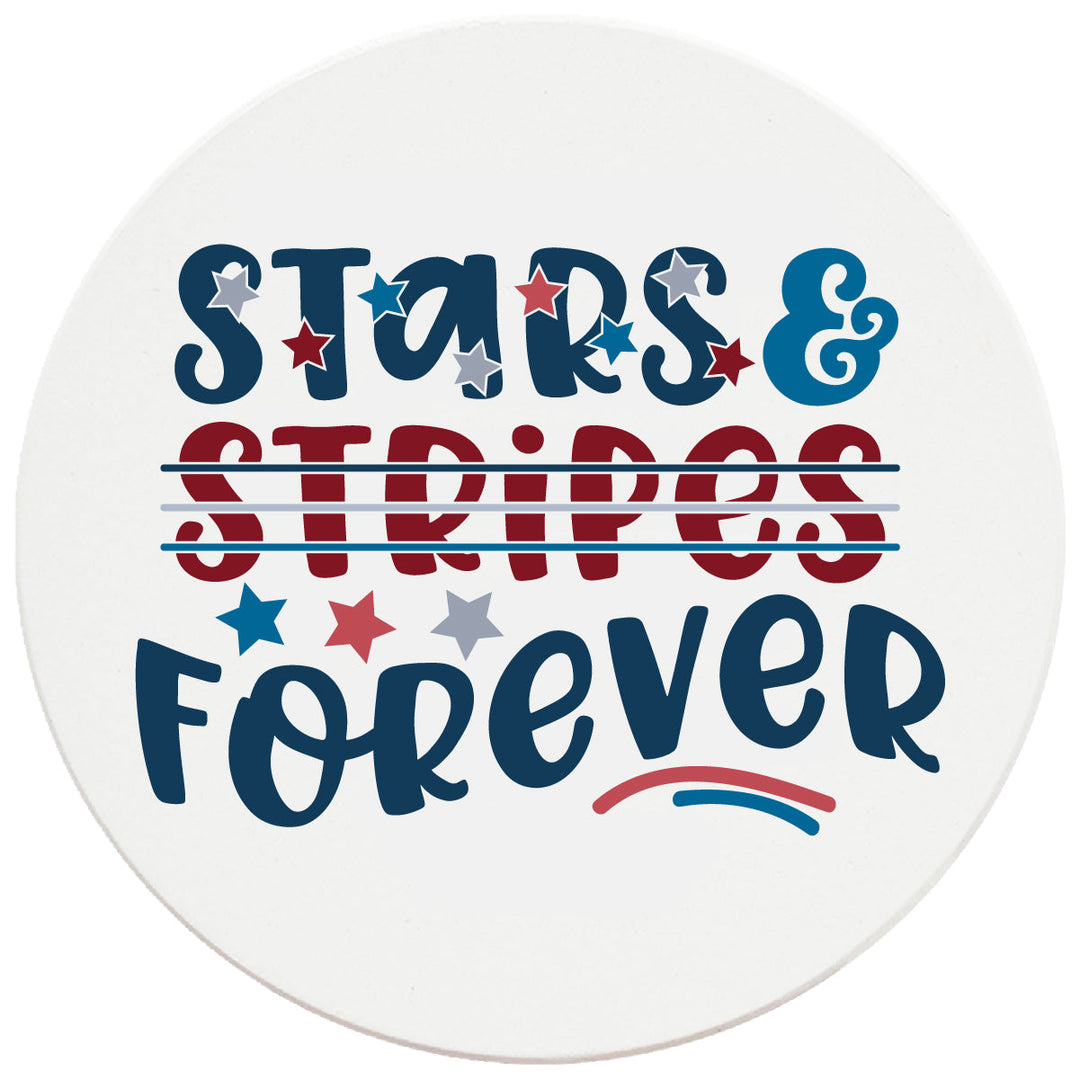 4 Inch Round Ceramic Stars & Stripes Forever, 2 Sets of 4, 8 Pieces