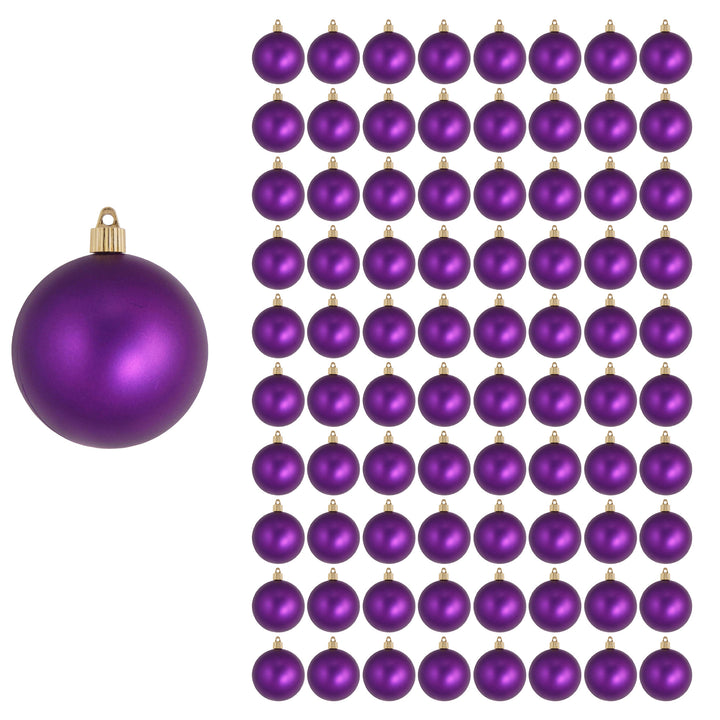 3 1/4" (80mm) Shatterproof Christmas Ball Ornaments, Diva Purple, Case, 8 Piece Bags x 10 Bags, 80 Pieces