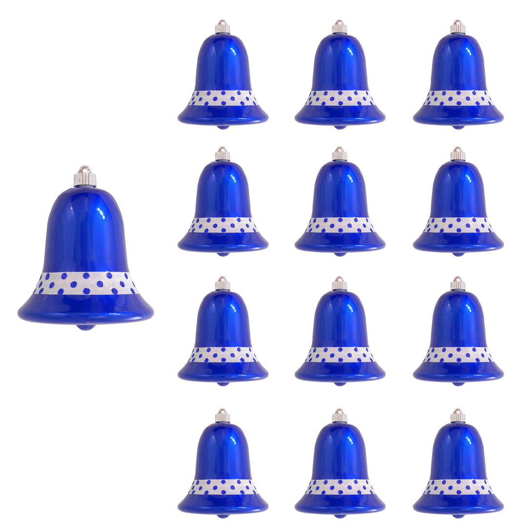 7" (178mm) Commercial Shatterproof Bell Ornaments, Candy Blue, 1/Box, 12/Case, 12 Pieces