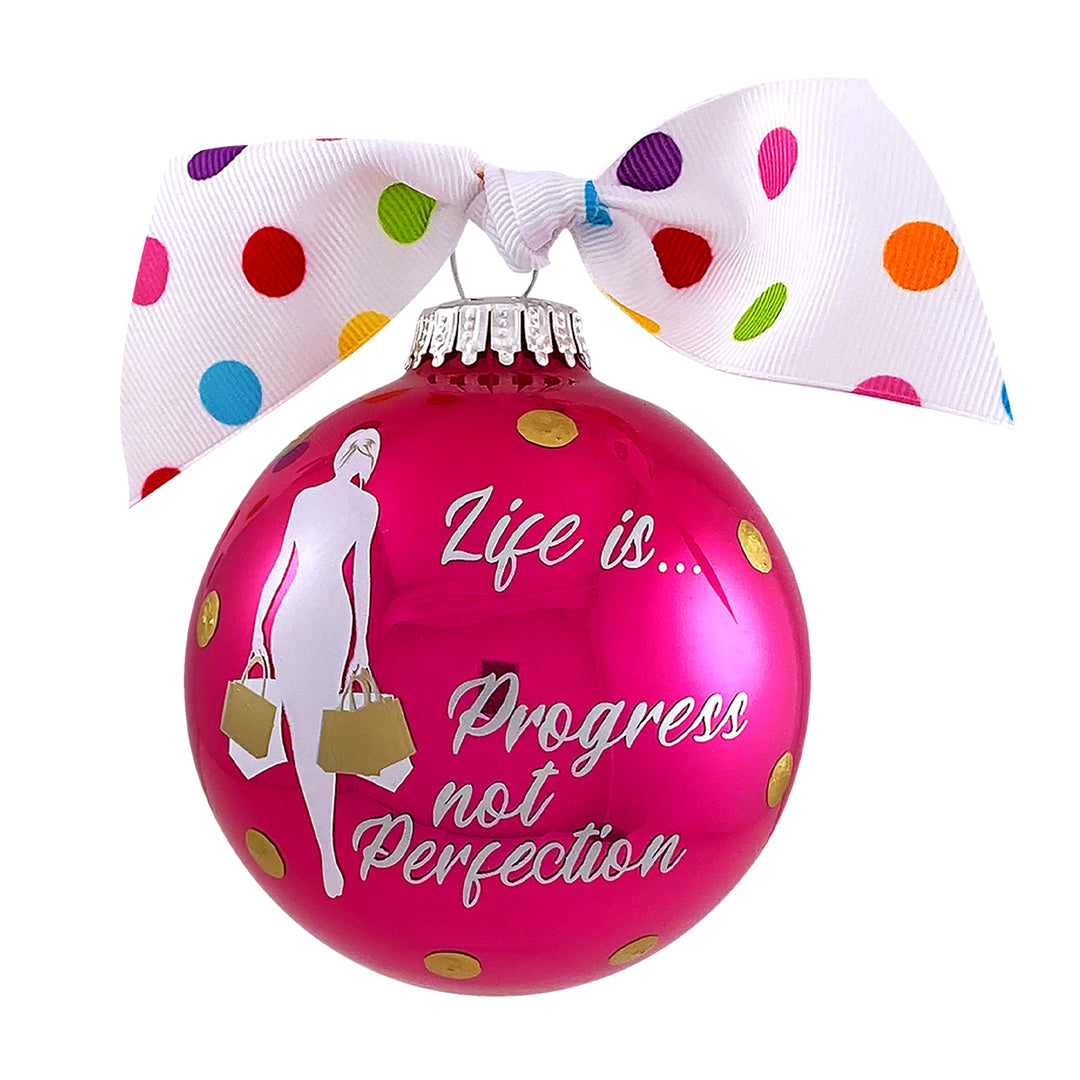3 1/4" (80mm) Personalizable Hugs Specialty Gift Ornaments, Life is Progress not Perfection, Very Berry , 1/Box, 12/Case, 12 Pieces