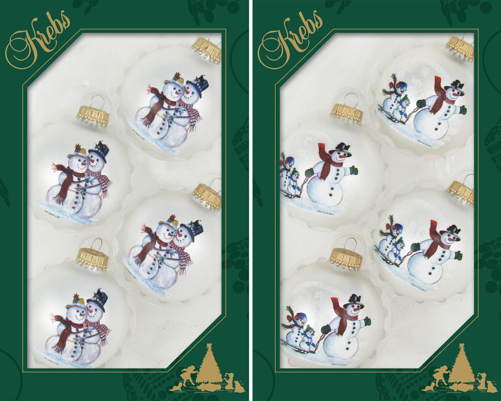 2 5/8" (67mm) Ball Ornaments, Snow Couple Sledding, Multi, 4/Box, 12/Case, 48 Pieces
