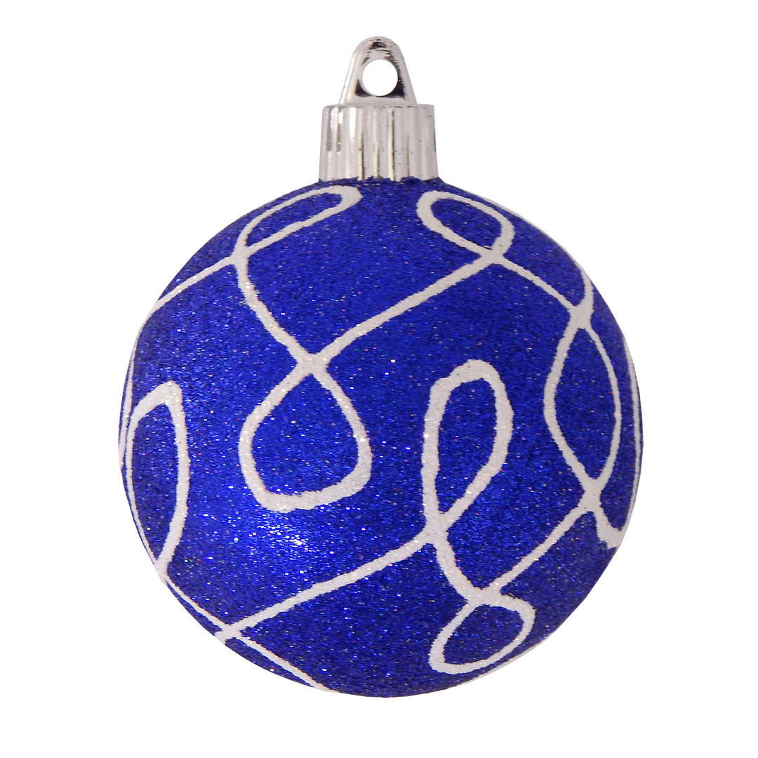 3 1/4" (80mm) Commercial Shatterproof Ball Ornament, Dark Blue Glitter, Case, 36 Pieces - Christmas by Krebs Wholesale