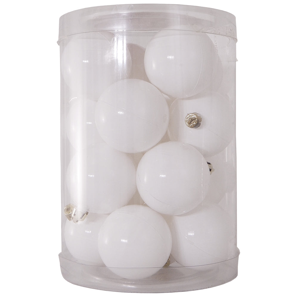 2 1/3" (60mm) Shatterproof Christmas Ball Ornaments, Pure White, Case, 16 Count x 12 Tubs, 192 Pieces