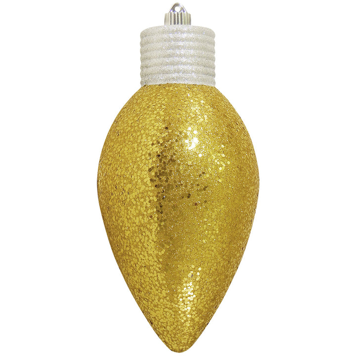 12" (300mm) Giant Commercial Shatterproof C9 Light Bulb Ornament, Gold, Case, 6 Pieces