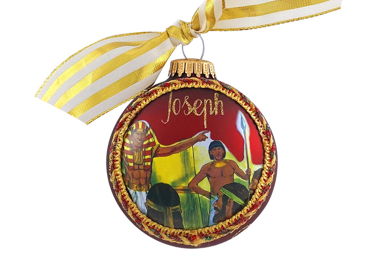 3 1/4" (80mm) Personalizable Hugs Specialty Gift Ornaments, Port Velvet Glass Ball with Bible Hero/ Joseph