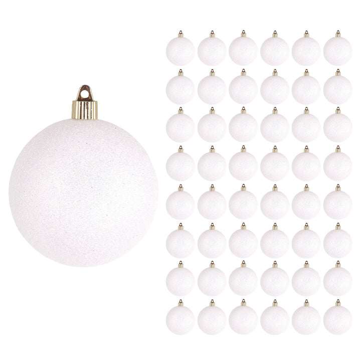 4" (100mm) Commercial Shatterproof Ball Ornament, Snowball Glitter, 4 per Bag, 12 Bags per Case, 48 Pieces