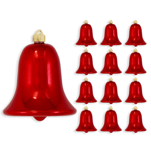 7" (178mm) Commercial Shatterproof Bell Ornaments, Sonic Red, 1/Box, 12/Case, 12 Pieces