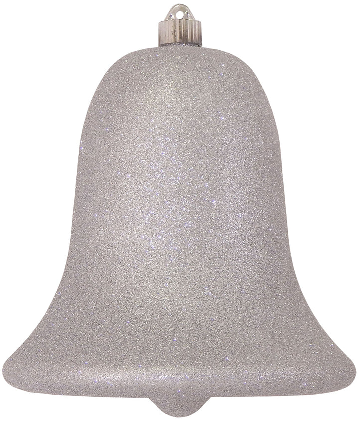 9" (229mm) Commercial Shatterproof Bell Ornaments, Silver Glitter, 1/Box, 6/Case, 6 Pieces