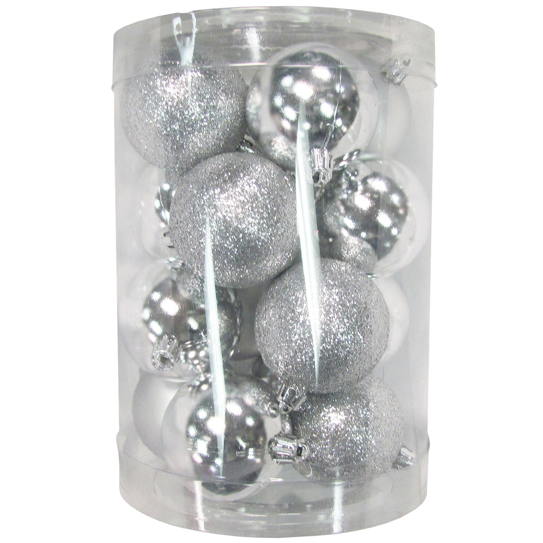 2 1/3" (60mm) Shatterproof Christmas Ball Ornaments, Silver Multi, Case, 16 Count x 12 Tubs, 192 Pieces