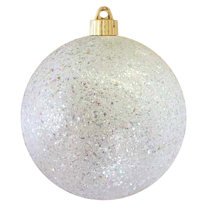 6" (150mm) Commercial Shatterproof Ball Ornament, Pure White with Confetti Glitter, 2 per Bag, 6 Bags per Case, 12 Pieces - Christmas by Krebs Wholesale