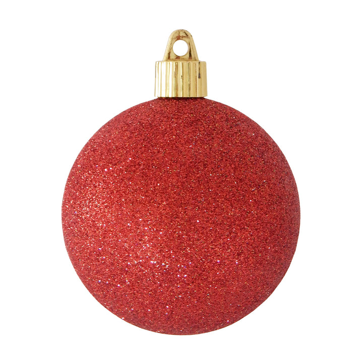 Christmas By Krebs 3 1/4" (80mm) Ornament, [80 Pieces], Commercial Grade Indoor and Outdoor Shatterproof Plastic, Water Resistant Ball Ornament Decorations (Red Glitter) - Christmas by Krebs Wholesale
