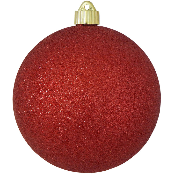 Christmas By Krebs 6" (150mm) Ornament, [12 Pieces], Commercial Grade Indoor and Outdoor Shatterproof Plastic, Water Resistant Ball Ornament Decorations (Red Glitter) - Christmas by Krebs Wholesale